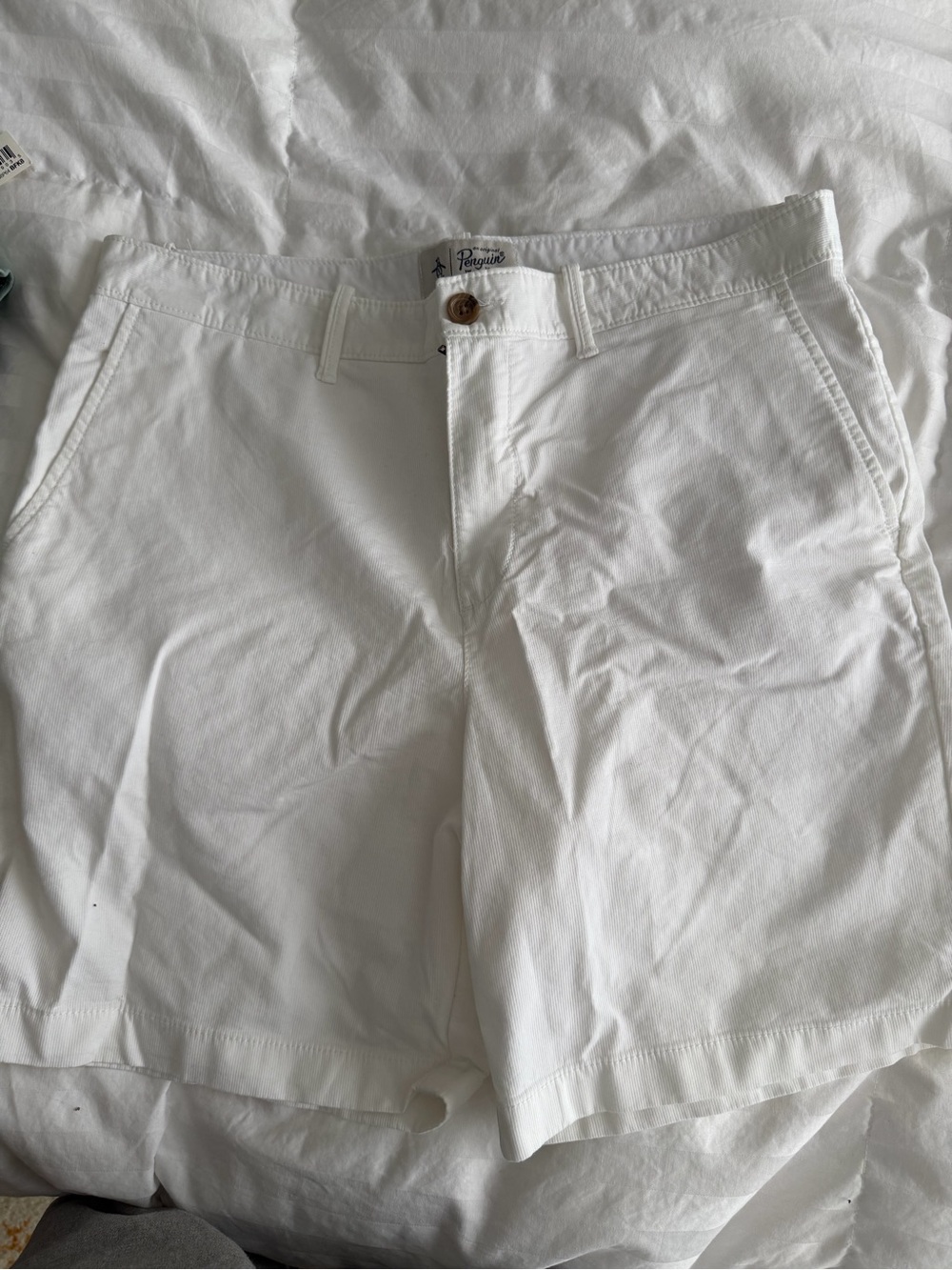 Peter Millar White Flat Front Cotton Chino Shorts